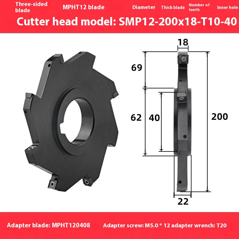 2083-CNC SMP 3 face and face milling cutter head saw blade sleeve indexable milling T-slot cutter head MPHT06 0812 Shandong Denso Pricision Tools Co.,Ltd.
